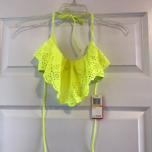 NWT yellow ruffle bikini top